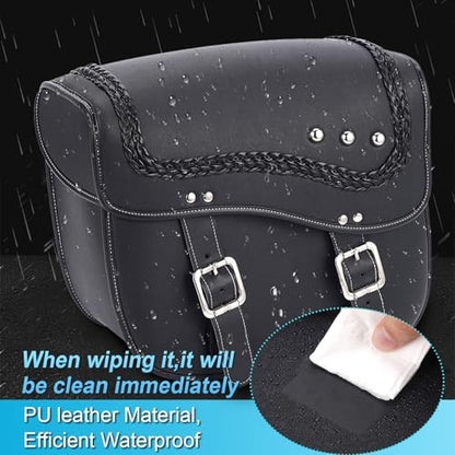 Universal Motorcycle Bag,Waterproof PU Leather Saddle Bags,30L Large Capacity Motorcycle Tail Bag,Universal Accessories,Suitable For Cruise/Saddlebags Saddle Bag.