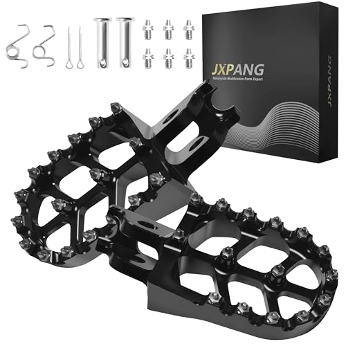 Dirt Bike Foot Pegs,Replaceable Footpegs CNC Machined Aluminum Wide Platform with Springs for CRF150R CRF250R CRF450R CRF250X CRF450X CRF300L CRF250L CR125 CR250 CRF1000L (Black) - color: Black