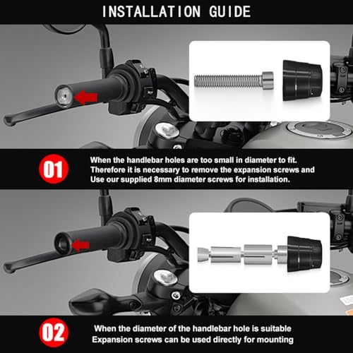 MFGZD Motorcycle Bar Ends Plug, CNC Handlebar Bar Grip Ends Plugs For Ninja500 Ninja650/1000 R7 R1 R6 450SR 675SR-R CBR650R CBR500RR CBR600RR CBR1000RR Z650 Z900 ZX10R ZX6R GSXR600 750 1000 GSX-8R ect - color: Black