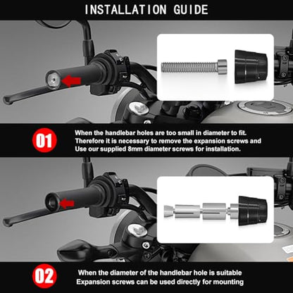 MFGZD Motorcycle Bar Ends Plug, CNC Handlebar Bar Grip Ends Plugs For Ninja500 Ninja650/1000 R7 R1 R6 450SR 675SR-R CBR650R CBR500RR CBR600RR CBR1000RR Z650 Z900 ZX10R ZX6R GSXR600 750 1000 GSX-8R ect - color: Black