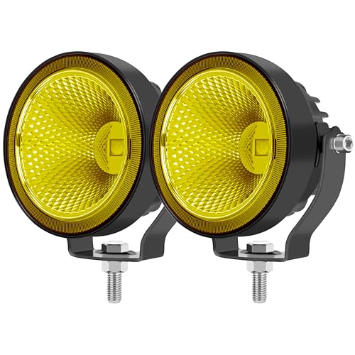 2PCS 4 Inch 60W Led Pod Lights 4x4 Offroad Yellow Driving Lights Flood Beam Waterproof Work Auxiliary Lights Bumper Lights Fit For 12V 24V Car Truck ATV Boat Motorcycle Fog Lights - color: Yellow
