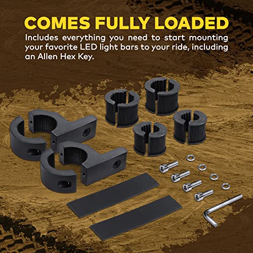 LAMPHUS Off-Road ATV UTV Light Bar Mounts Mounting Bracket Mini Bar Clamp Kits [0.75"/1"/1.25" Inch] [Horizontal Bar] [Aluminum] [2 Unit] Bull Bar UTV Roll Bar Clamp Tube Roll Cage Clamps Mount - size: 2 Pack, style: Horizontal Bar