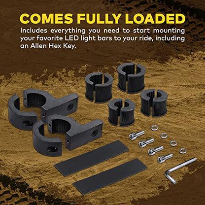 LAMPHUS Off-Road ATV UTV Light Bar Mounts Mounting Bracket Mini Bar Clamp Kits [0.75"/1"/1.25" Inch] [Horizontal Bar] [Aluminum] [2 Unit] Bull Bar UTV Roll Bar Clamp Tube Roll Cage Clamps Mount - size: 2 Pack, style: Horizontal Bar
