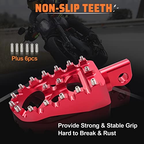 StarknightMT CNC Wide Fat Footpegs 360° Roating MX Foot Pegs Chopper Bobber Style Compatible with Dyna Fatboy Sportster Iron 883 (Red) - color: Red