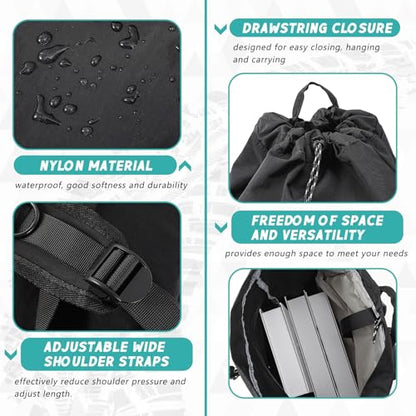 Aliceset Helmet Backpacks Welding, Waterproof Motorcycle Helmet Bag with Drawstring, Adjustable Shoulder Straps Pocket, Nylon, Large Capacity, Gift for Electrician Welder School Students(Black) - color: Black