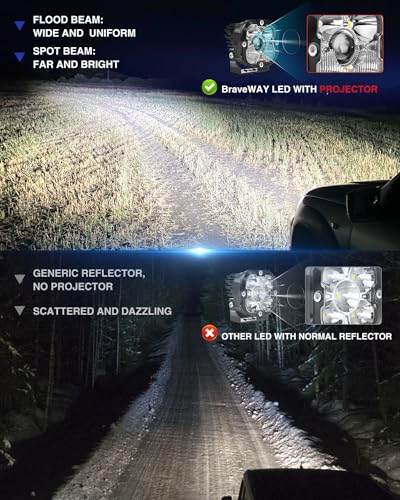 3 inch LED Light Pods for Offroad/Truck/Pickup/Motorcycle/UTV Super Bright Driving Lights 6000K White 2PCS(+DT Wiring Harness) - size: 3 inch White/Yellow