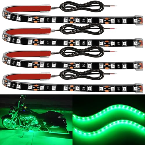 YM E-Bright 4Pcs Led Strip Lights for Car, 12inch Waterproof IP68 Car Underglow Strip Lights Decoration 18SMD 12V Led Interior Exterior Lights Strip for Cars Motorcycles Truck Golf Cart Boat - Green - color: Green, size: 12inch/30cm