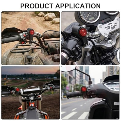 Universal 7/8" 22mm Motorcycle Handlebar Switch, 12V Waterproof Handle Bar ON Off Toggle Switch with Red LED Indicator Light for Motorcycle ATV Dirt Bike Scooter Marine Fog Light