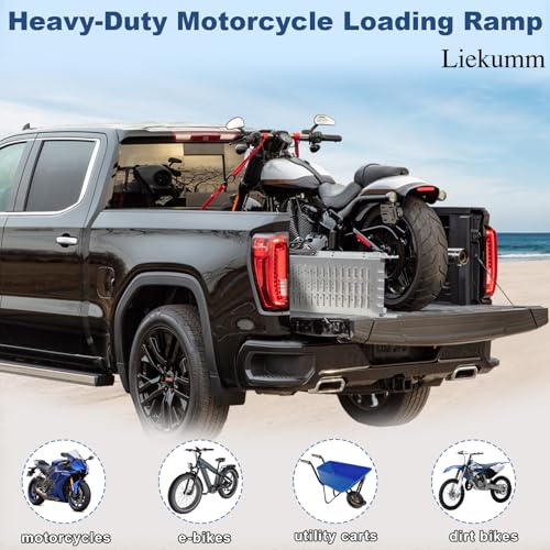 LIEKUMM 66" Folding Motorcycle Ramp, 440 lbs Heavy Duty Loading Ramp for Pickup Trucks, Portable Truck Ramp for Dirt Bike, Trailer, Lawn Mower - size: 66"L x 9"W（1pc）