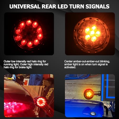 Universal Motorcycle Rear LED Turn Signals,Red Brake Taillights Motorbike Running Lights Compatible with Harley Kawasaki Honda Suzuki Yamaha Triumph Scooter-2Pcs - color: Amber+Red