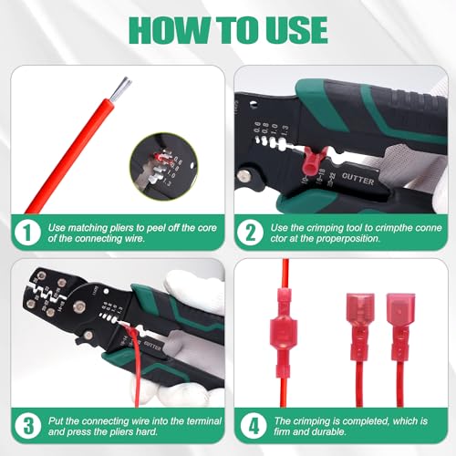 Twidec/50PCS Nylon Spade Connectors Kit 22-10 Gauge Male and Female Wire Spade Terminal Quick Disconnect Fully Insulated Wire Crimp Connector for Automotive Marine - color: Multicoloured Nylon 50PCS