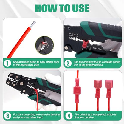 Twidec/100PCS Nylon Spade Connectors Kit 22-10 Gauge Male and Female Wire Spade Terminal Quick Disconnect Fully Insulated Wire Crimp Connector for Automotive Marine - color: Multicoloured Nylon 100PCS