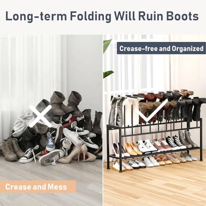 DIMJ Boot Rack 3-Tier - Black Metal Boot Storage Rack for Tall Boots Organizer, Multiuse Shoe Rack for Boots, Sneakers, High-Heel, Entryway, Fit for 10 Pairs, Black - size: 1 Pack - 3-Tier 10 Pair