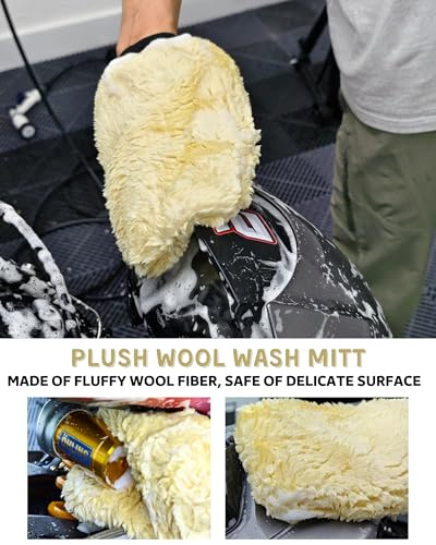Motorcycle Cleaning Brush Kit 6 Pack, Easy Reach Brush, Chain Brush,Wool Wash Mitt, Stiff Tire Brush, Detailing Brush& Microfiber Towel for Motorcycle Mudguard, Rims,Exhaust, Frame Detailing Wash Kit - size: Blue(6 Pack)