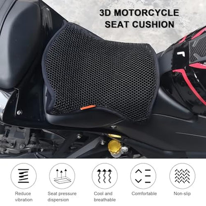 Motorcycle Seat Cushion Air Cooling 3D Mesh Motorcycle Seat Pad,Butt Protector Pads,Motorcycle Cool Seat Cover,Breathable Motorcycle Seat Cover,Size M - size: 26 x 27cm