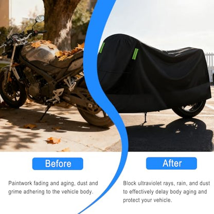 Motorcycle Cover with Lock Hole, Bike Cover Waterproof Outdoor, Rain Sun Dust Wind Proof All-Around Protection Bicycle Accessories for Dirt Cruiser Bikes Scooter Moped Electric Motorcycle (3XL) - size: 3XL