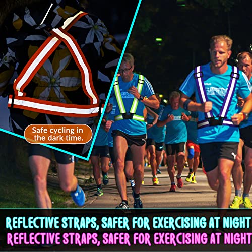 Macarrie 15 Pcs High Visible Reflective Running Vest Bulk Adjustable Safety Vest Elastic Straps Gear Night Walking Outdoor - color: Multicolor