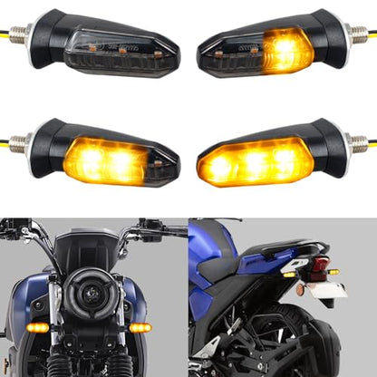 NTHREEAUTO Motorcycle LED Turn Signal Light Universal Front Rear Turn Signals Sequential Amber Blinkers Compatible with Motorbike Scooter Quad Cruiser Off Road Touring - 4PCS