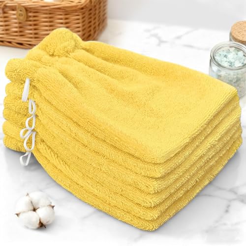 VOOVA & MOVAS Washcloths for Body, 8.3"x6.3" - 100% Cotton,Soft Absorbent Bath Mitt Washcloth with Hanging Loop, Bath Mitts for Shower, Yellow - color: Yellow