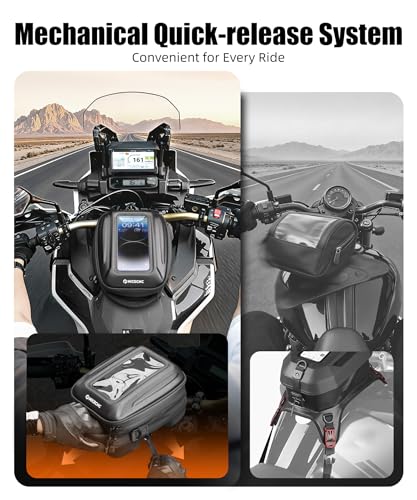 NICECNC Quick-Release Motorcycle Tank Bag - Bike Tanklock Bag Compatible with Honda CRF1100L Africa Twin 20-26, 6L Scratch-Proof Push-Pull Lock System, Waterproof with TPU Phone Window & 3 Carry Modes