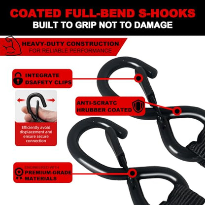 Retractable Ratchet Straps 2" x 10', Heavy Duty Auto Retract Tie Down Straps for Trailer, Motorcycle, ATV - 1654LBS Break Strength, 2 Pack