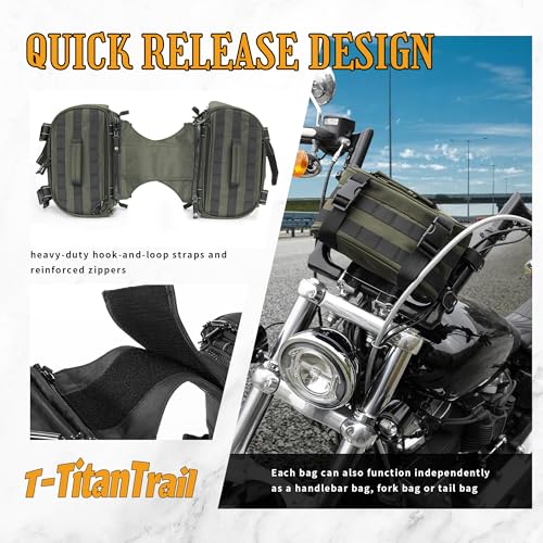 Motorcycle Saddlebags 25L Universal Throw Over Saddle Bags Waterproof Large Capacity Duffle Gear Organizer for Camping Trip Travel Outdoor with Raincover, Green