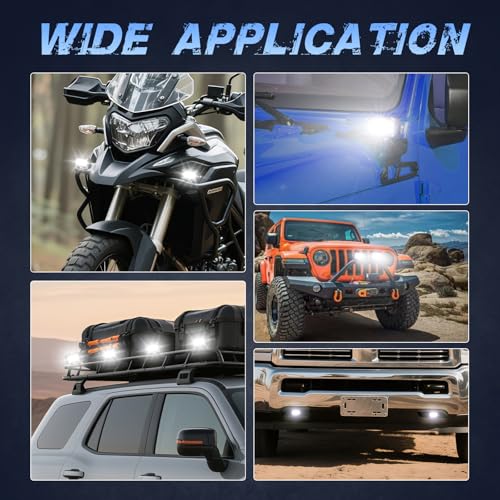 LED Pod Lights, 2Pcs 40W 3 Inch Flood Driving Lights Small LED Off Road Light Pods Ditch Lights backup Light for Truck Motorcycle UTV ATV SUV Boat Dirt Bike Surron - color: White Flood Lights