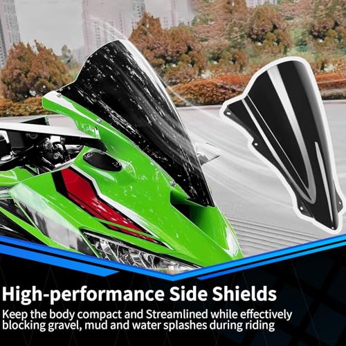 Motorcycle Windscreen Windshield Motorcycle Front Fairing Flyscreen Wind Deflector Windshield Spoiler Compatible with Kawasaki Ninja ZX-4R/4RR 2023 2024 Ninja ZX-25R 2021-2024 (Clear) - color: Clear