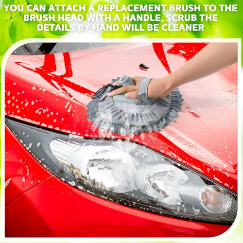Tallew 5 Pcs Car Wash Mitt Kit, Car Clean Brush Not Included, Microfiber Mitt Clean Detail Cleaning Tools Truck Washing Chenille Scratch Replacement Kit for Auto RV Pickup Bus (Gray) - color: Gray