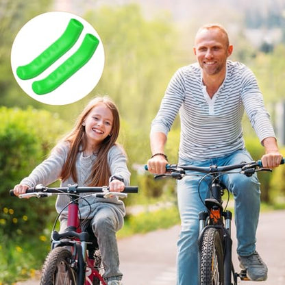 HARFINGTON 1 Pair Bike Brake Lever Cover Silicone Anti-Slip Green | Brake Lever Grip Protector Handle Protection Covers Sleeve for Mountain Road Bike Cycling - color: Green