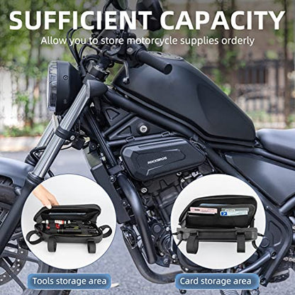 ROCKBROS Motorcycle Crash Bar Bags EVA Hard Shell Waterproof Dirt Bike Tool Bag - color: Black-left
