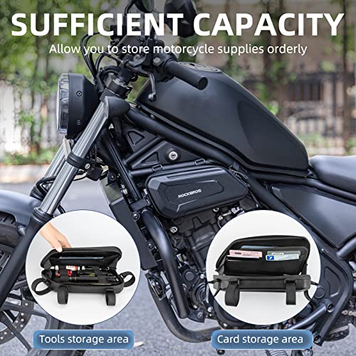 ROCKBROS Motorcycle Crash Bar Bags EVA Hard Shell Waterproof Dirt Bike Tool Bag - color: Black-right