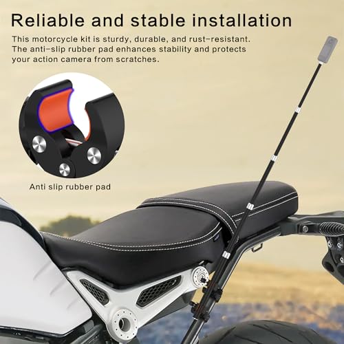 Aluminum Motorcycle Bike Handlebar Mount Bundle for Insta360 X5, Bike Mount with Invisible Selfie Stick Rock-Solid Locking for Insta360 X5 X4 X3, DJI OSMO 360, GoPro MAX 2 for Cycling Vlogging