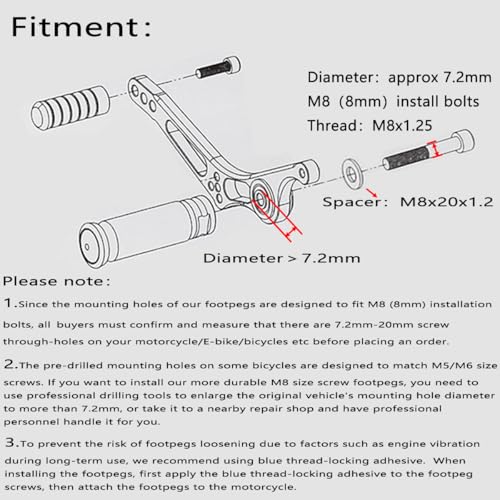 Titanium Motorcycle Bicycle Folding Foot Pegs 90 Degree Foldable Electric Motorbike Ebike For Super73 S2/ZX/RX/R/S Passenger Footrests Rearsets Rear Set Footpegs foot Rest Pedals M8 Install Bolts - color: Titanium-Foldable