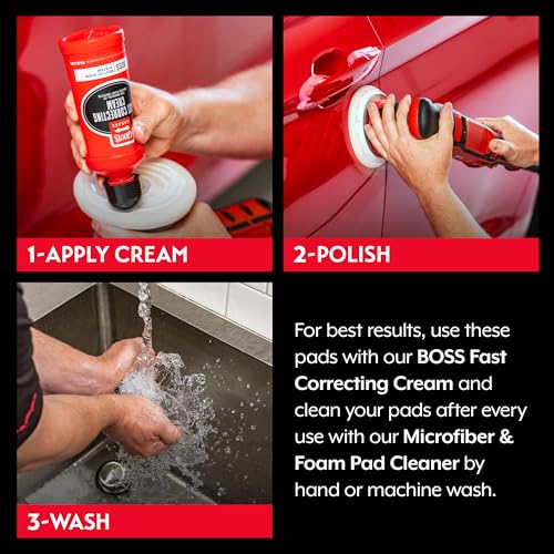 Griot's Garage BOSS 5.5" Fast Correcting Foam Pads for Car Polishing and Detailing, Buffing Pads for Moderate to Severe Scratch Removal, Set of 2 - size: 5.5 Inch Pads (Set of 2)