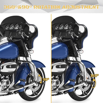 1 1/4" Highway Footpegs Engine Guard Footrest Clamp Mount Compatible with Harley Touring Softail Dyna Sportster Honda Kawasaki Suzuki Yamaha 1.25"(32mm，Black) - color: Black P3, size: 1 1/4 inch