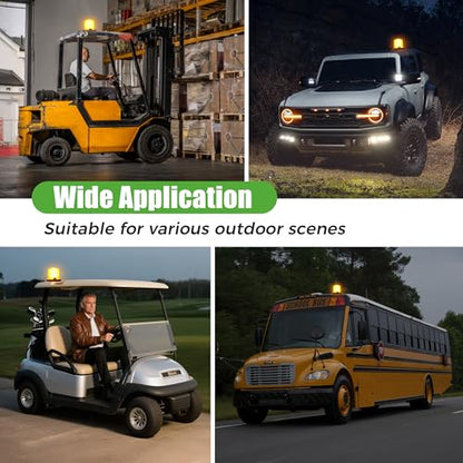 10L0L Golf Cart Flashing Safety Warning Light - 12-80V Wide Voltage Strobe Light with Remote Control, 360° Rotation, Magnetic Base, 3M Cable for Golf Cart School Bus Police Car Yacht