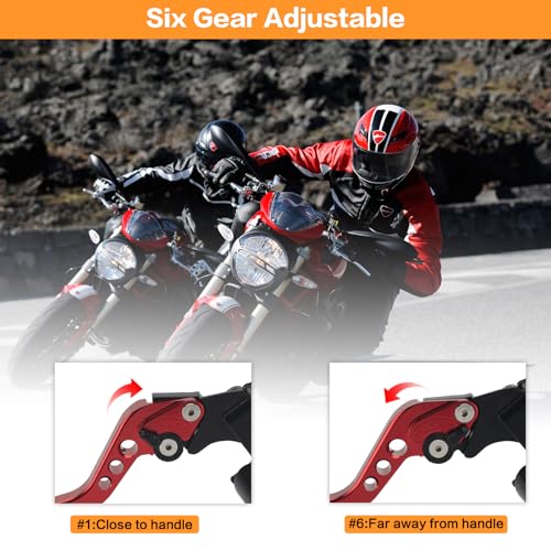 Motorcycle Brake Pump Lever 7/8" 22mm Brake Hydraulic Master Cylinder Reservoir Clutch CNC Left & Right Set Universal Replacement for Harley Honda Kawasaki Suzuki Yamaha (Red) - color: Red
