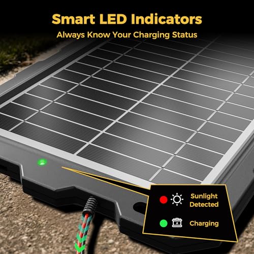 SUNAPEX 12V Solar Battery Charge: 10W Waterproof Portable Solar Panel Kit - Battery Maintainer Trickle Charger - with Upgrade Built in Charge Controller for Car Boat RV Trailer Automotive Motorcycle - size: 10W