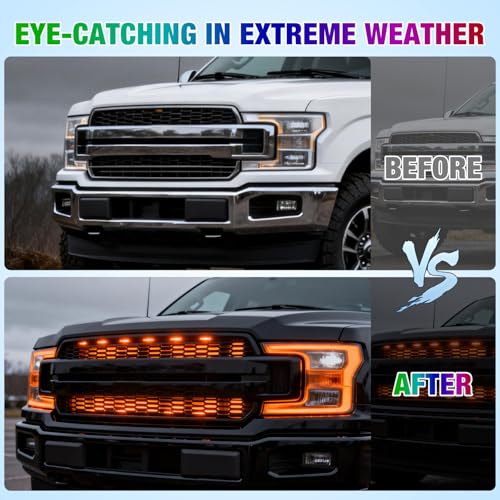 Nilight 4Pcs 12inch LED Grille Lights 72 LEDs RGB Multi Color Exterior Lighting Kit DIY Sound Active Function Music Mode with APP Control and Remote for Cars Van SUV Truck - color: 4Pcs 12Inch Grille Light w/Remote+APP