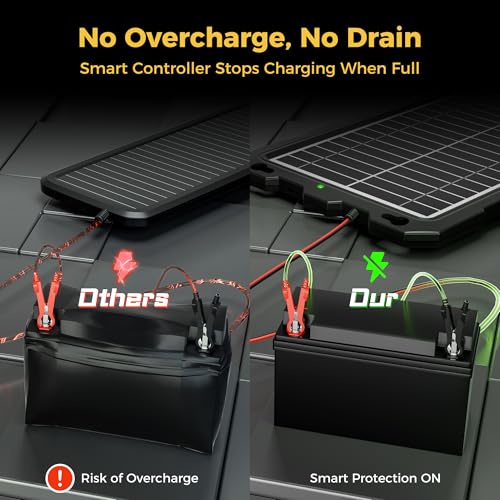 SUNAPEX 12V Solar Battery Charge: 10W Waterproof Portable Solar Panel Kit - Battery Maintainer Trickle Charger - with Upgrade Built in Charge Controller for Car Boat RV Trailer Automotive Motorcycle - size: 10W