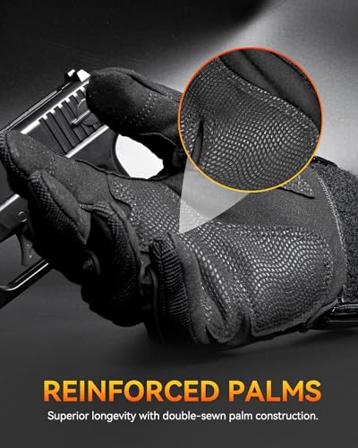 KUMGIM Motorcycle Gloves for Men and Women, Tactical Gloves Black Touchscreen with Hard Shell for Airsoft, Paintball, Motocross, Hunting, Shooting, Camping, ATV Riding, Outdoor Sports, Work - size: Large