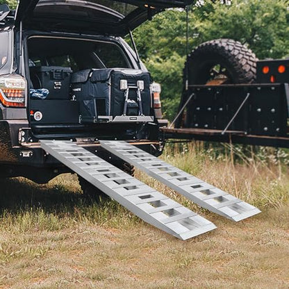 Fold Ramps with Treads 2 Pack 6000lb Aluminum Loading Ramps Folding Heavy Duty Motorcycle Ramp 80" x 15" Truck Car Auto Trailer Ramp for Motorcycles UTVs ATVs Trucks Lawnmowers - size: 2Pcs 80" x 15" 6000Lbs Truck Ramps