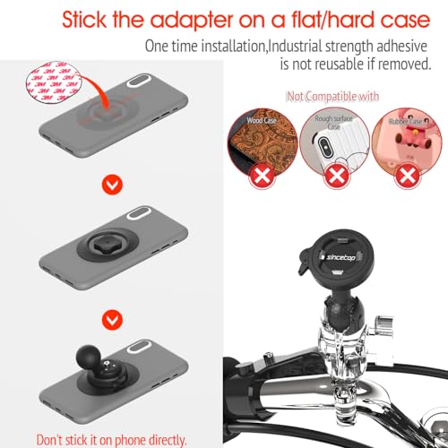 sincetop Universal 1” Ball Motorcycle Phone Mount,Quick Release Motor Bike Smartphone Holder 【Series C - 2nd Gen】 Double Socket Arm not Included - size: 【Gen2】Mount