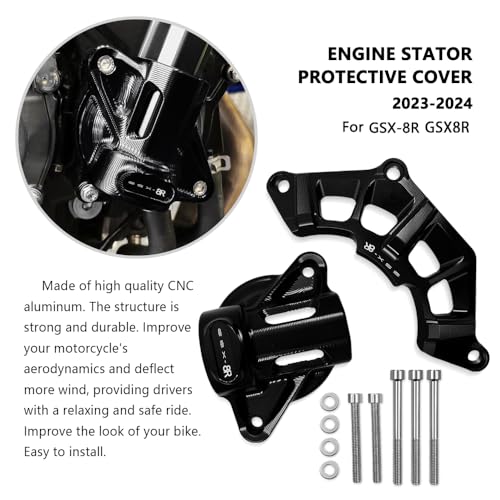 For 2025 GSX8R GSX-8R 2024 2023 Motorcycle CNC Parts Left Right Engine Stator Protective Cover Guard Protectors Frame Slider gsx8r (Black)