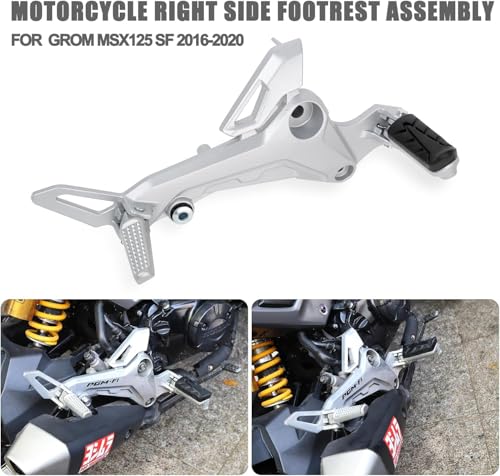Mokuo Motorcycle Footrest Assembly,1 Pair Footpegs Kit in Alloy Aluminum Material Fit for Honda Grom Msx 2017-2020,Silver Color - color: 1 Pair - Silver