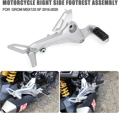 Mokuo Motorcycle Footrest Assembly,1 Pair Footpegs Kit in Alloy Aluminum Material Fit for Honda Grom Msx 2017-2020,Silver Color - color: 1 Pair - Silver