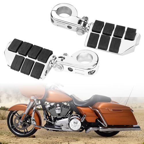 1-1/4" Motorcycle Highway Pegs, Hutexico Highway Foot Pegs Foot Rest For 1.25" Engine Guard Crash Bars For Harley Touring Electra Road Glide Road King Street Glide Sportster 883 Honda Suzuki Kawasaki - color: Chrome Style 5