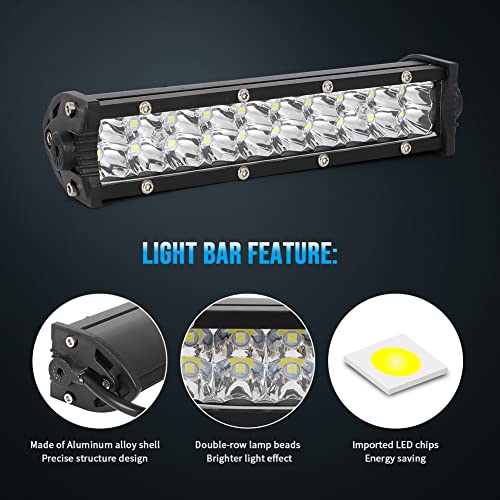 Off Road Light Bar, Universal 60W Motocross Light Bar Kit with Mounting Brackets and Switch for CRF250F CRF110 TTR110 YZF450 Fits Most Motorcycle 7/8" Handlebars - size: Light Bar Kit with Switch