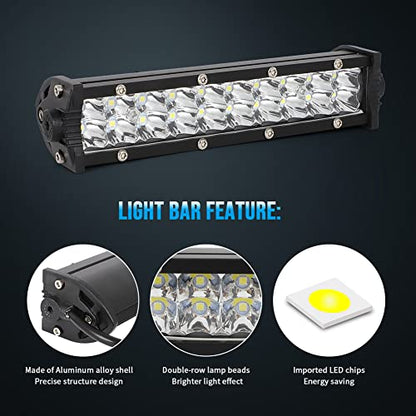 Off Road Light Bar, Universal 60W Motocross Light Bar Kit with Mounting Brackets and Switch for CRF250F CRF110 TTR110 YZF450 Fits Most Motorcycle 7/8" Handlebars - size: Light Bar Kit with Switch